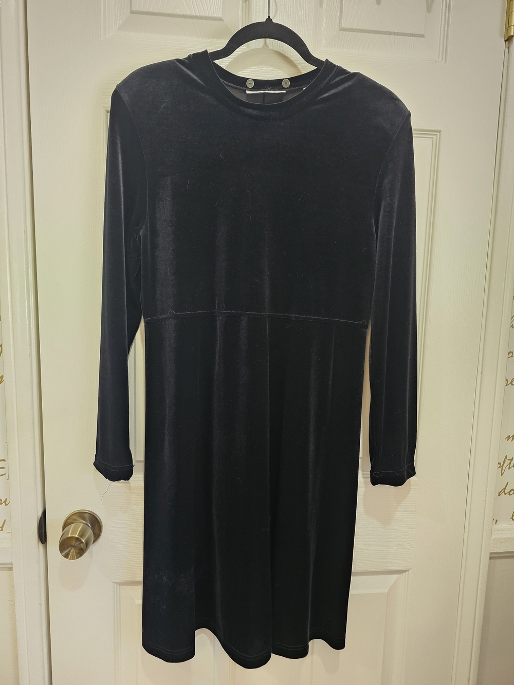 Amanda Smith Black Velvet Long-Sleeve Dress with White Collar - Picture 10 of 12